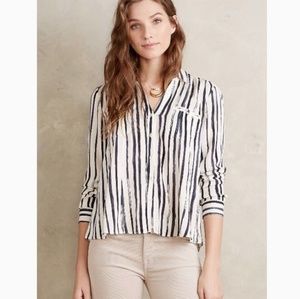 Striped Anthropologie Button-Up Blouse